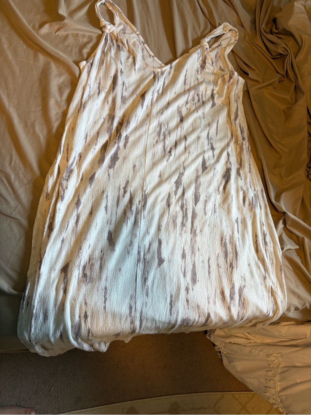 Women's Cream Tie-Dye Beach/Pool Coverup Dress XL